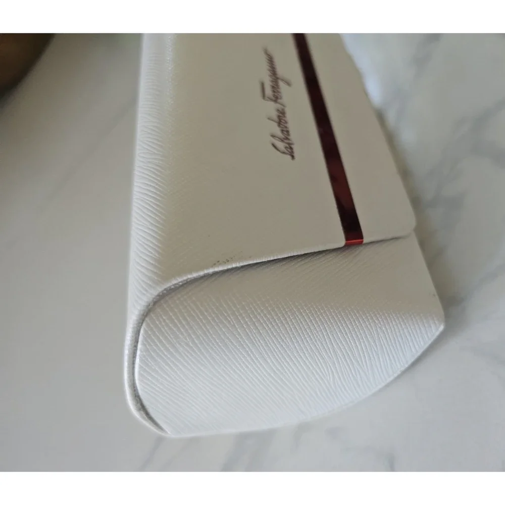 Rare Salvatore Ferragamo‎ Glasses Case Italian White Semi Hard
